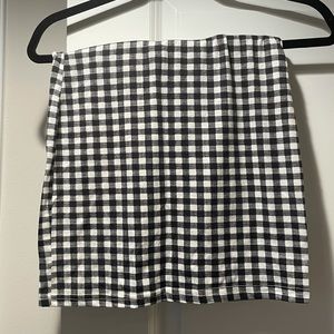 Black and white checkered bodycon mini skirt